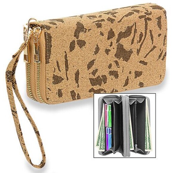 Brown Women's Dual Accordion Wristlet Wallet - Picture 1 of 2